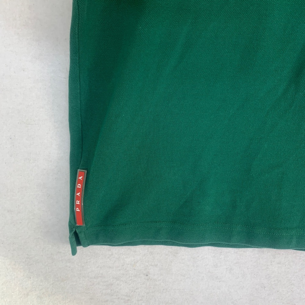 Prada Milano Polo Shirt Mens XXL Green Short Sleeve SJJ888 Contrast Trim Logo - Picture 2 of 8